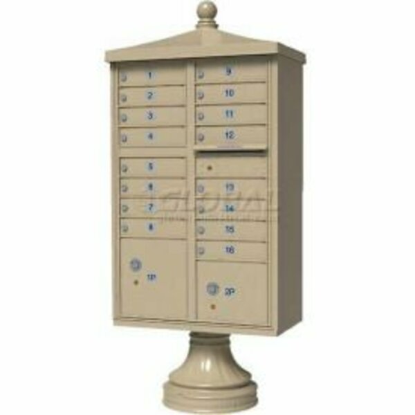 Florence Mfg Co Vital Cluster Box Unit w/Vogue Traditional Accessories, 16 Unit & 2 Parcel Lockers, Sandstone 1570-16V2SD